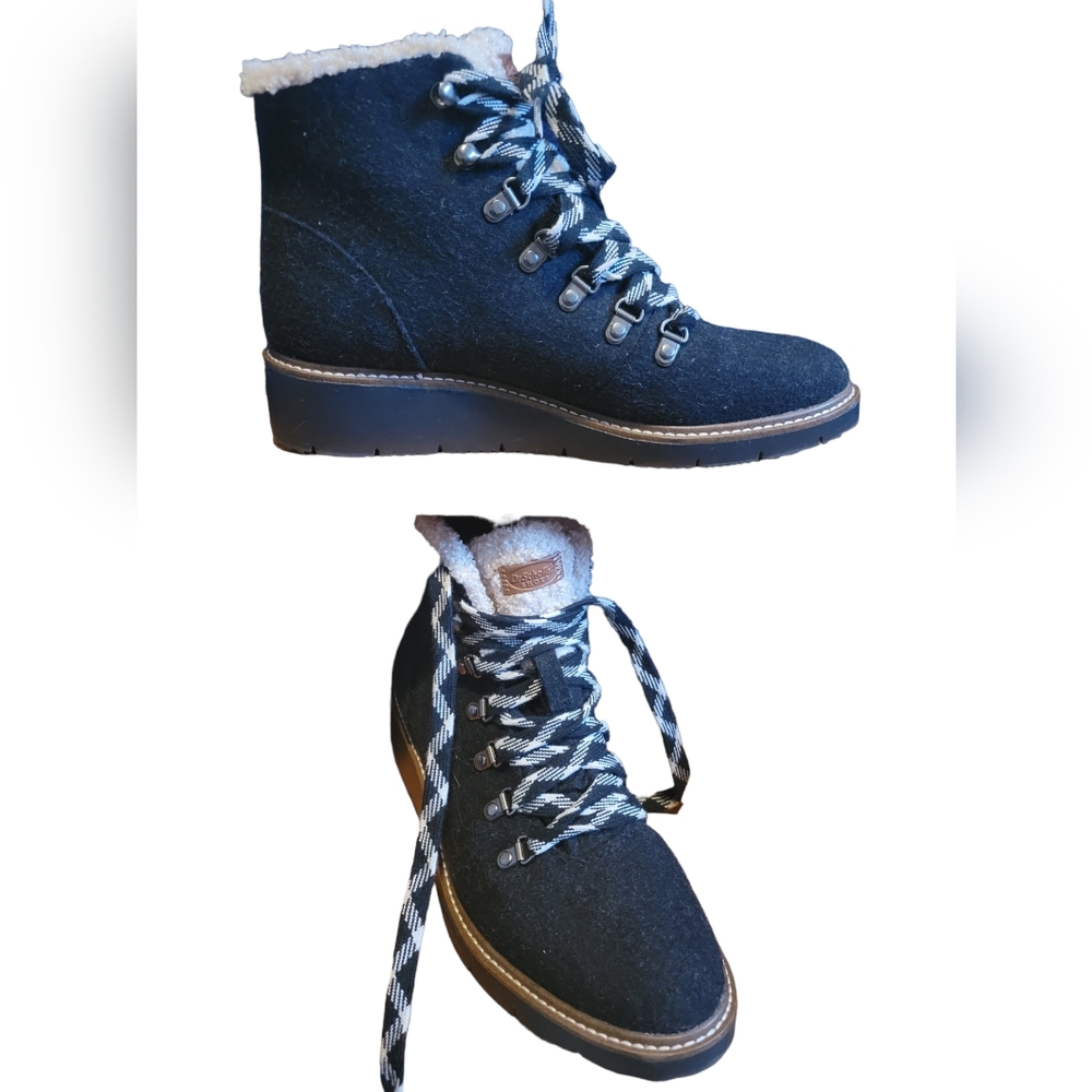 DrScholl's Black and Tan Comfort Foam Warm Boots